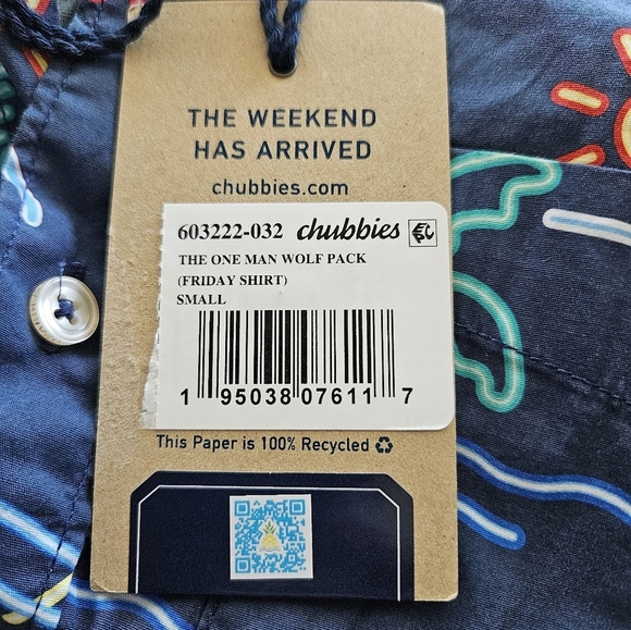 Chubbies Shirt Mens Sz S The One Man Wolf Pack Neon Look Flamingo and Palm Trees - Picture 12 of 12